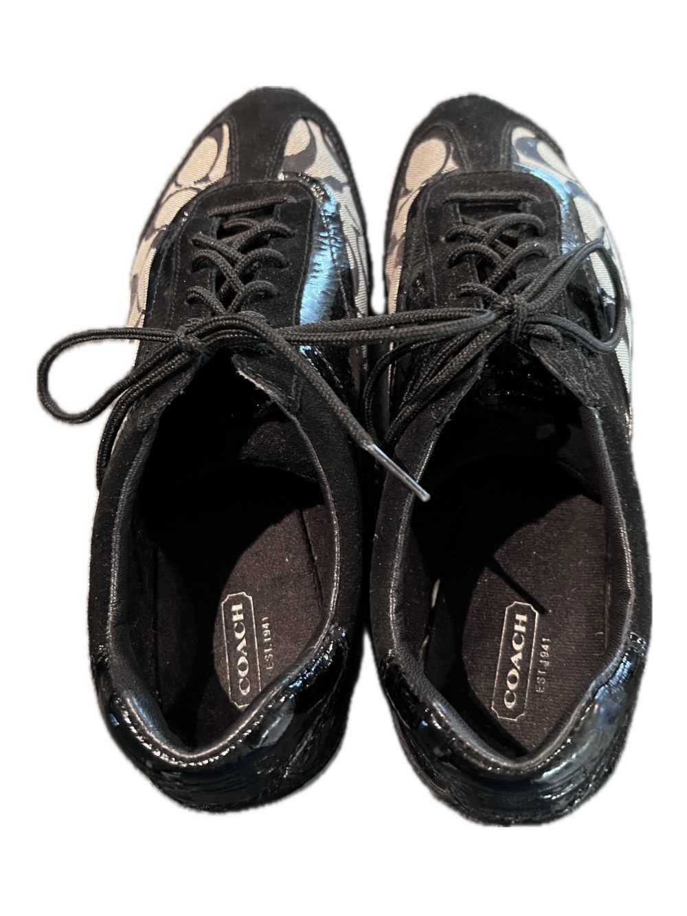 Coach Black and Gray Signature Canvas Sneakers - Picture 2 of 11